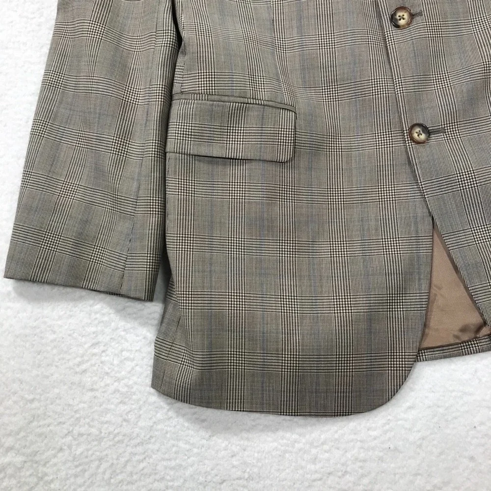 Brooks Brothers Blazer Jacket Men's 40R Wool Houndstooth Plaid 3 Button